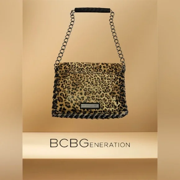 BCBGeneration Leopard Print Chain Envelope Bag - Picture 4 of 9